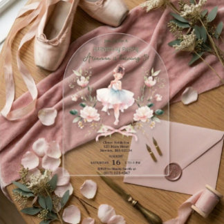 Launische Rosa Schleife & Wasserfarben-Ballerina G Acryleinladungen