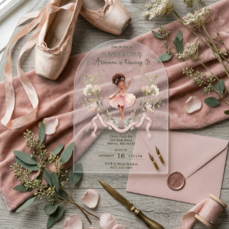 Launische rosa Schleife & Wasserfarben-Ballerina G Acryleinladungen