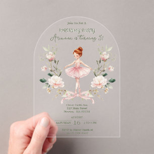 Launische Rosa Schleife & Wasserfarben-Ballerina G Acryleinladungen