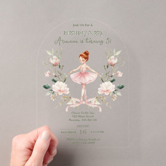 Launische Rosa Schleife & Wasserfarben-Ballerina G Acryleinladungen