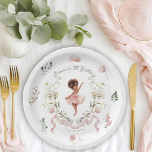 Launische Rosa Schleife & Wasserfarben-Ballerina G Pappteller