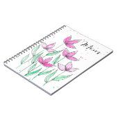 Launische rosa Wasserfarben-Blumen Notizblock (Linke Seite)