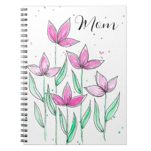 Launische rosa Wasserfarben-Blumen Notizblock