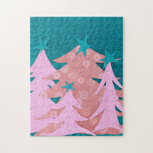 Launische rosa Weihnachtsbäume Puzzle