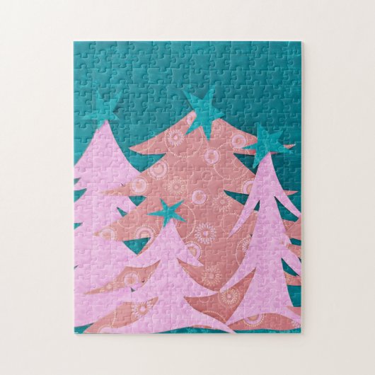 Launische rosa Weihnachtsbäume Puzzle (Vertikal)