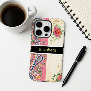Launische Röte und pastellfarbene Paisley-Blüten iPhone 16 Pro Hülle