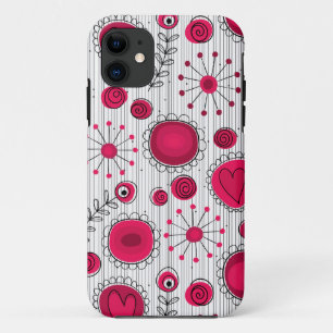 Launische rote und weiße Herzen und Blumen floral Case-Mate iPhone Hülle