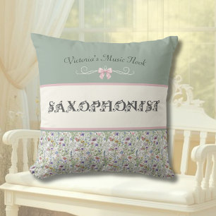 Launische Saxophon-Wildblumen-Musikecke Kissen
