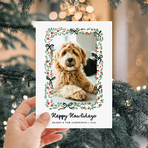 Launische Schleifen   Fröhliche Howlidays vom Hund Feiertagskarte