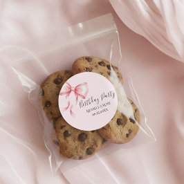 Launische Schleifen-Geburtstagsfeier in Rosa Runder Aufkleber