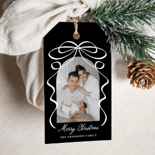 Launische Schleifenband-Schwarze-Bogen-Foto-Weihna Geschenkanhänger