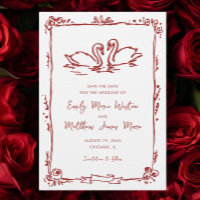 Launische Schwäne Doodle Liebesvögel Rote Hochzeit