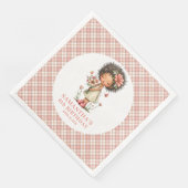 Launische Schwarze Fee Rosa Blumen 7. Geburtstag Serviette (Ecke)