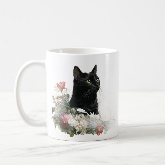 Launische schwarze Katze Kaffeetasse (Links)