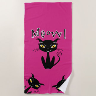 Launische schwarze Katze Mau! Strandtuch