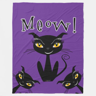 Launische schwarze Katze Miauen! Fleecedecke