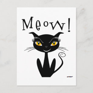 Launische schwarze Katze Miauen! Postkarte