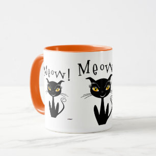 Launische schwarze Katze Miauen! Tasse