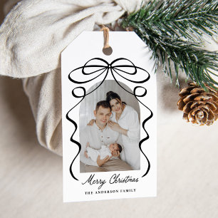 Launische schwarze Schleifenband-Bogen-Foto-Weihna Geschenkanhänger