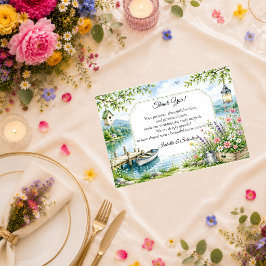Launische Seenlandhaus-Romanze Hochzeit Dankeskarte