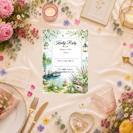 Launische Seenlandhaus-Romanze Hochzeit RSVP Karte