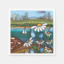 Launische Segelboot-Stadt-Skyline-Zentangle