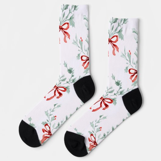 Launische Socken – Rotes Schleifenmuster & Festlic (Linkes Detail)