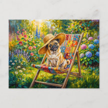 Launische Sommergarten-Mops-Illustration