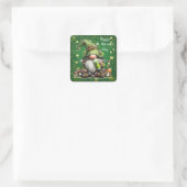 Launische St. Patrick's Day Gnom-Feier Quadratischer Aufkleber (Tasche)