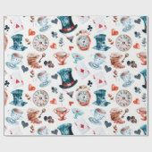 Launische Teeparty-Muster im Wunderland Geschenkpapier (Flach)