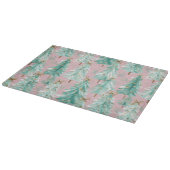 Launische Türkis-Weihnachtsbäume auf Rosa  Schneidebrett (Ecke)