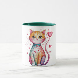 Launische und herzliche Katze mit Herzen Tasse
