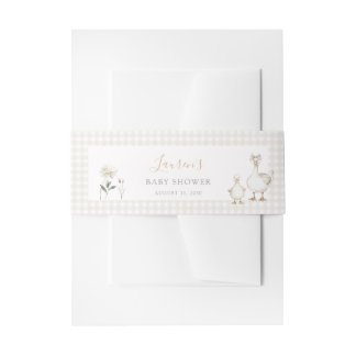 Launische Verrückte Gans Beige Gingham Babyparty Einladungsbanderole