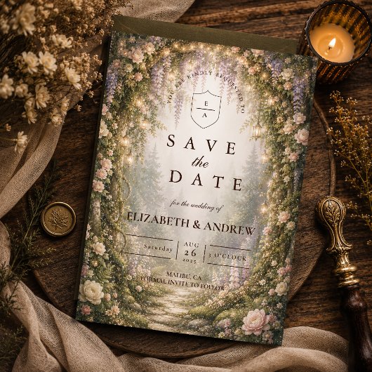 Launische verzauberte Waldhochzeit Save The Date