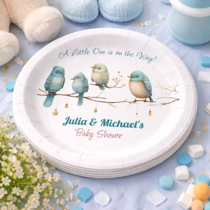 Launische Vögel auf Zweigen  Pastell-Baby-Party Pappteller