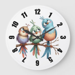 Launische Vögel Große Wanduhr