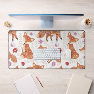 Launische Volks kunst Fuchs und Blumen Schreibtischunterlage