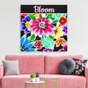 Launische Volkskunst-Blumen Florale Personalisiert Leinwanddruck