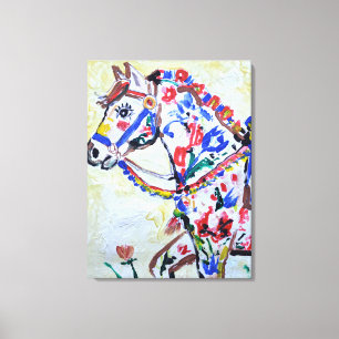 Launische Volkskunst Pferd-Expressionist Leinwanddruck