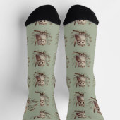 Launische Wald-Eulen-Botanik-Illustration Socken (Oben)