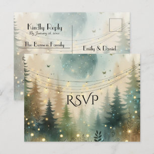 Launische Wald-Fee-Lichter Hochzeits-RSVP Einladungspostkarte