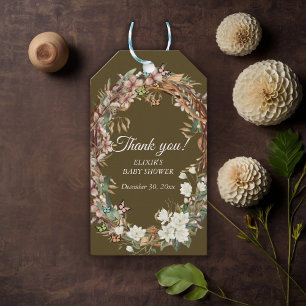 Launische Waldblumen-Foto-Baby-Party Geschenkanhänger