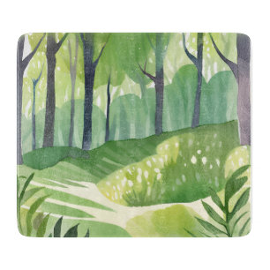 Launische Wälder Wald-Aquarell-Landschaft Schneidebrett