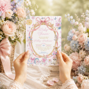 Launische Waldtiere Mädchen Baby Shower Einladung
