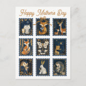 Launische Waldtiere Stempel Muttertag Postkarte (Vorderseite)