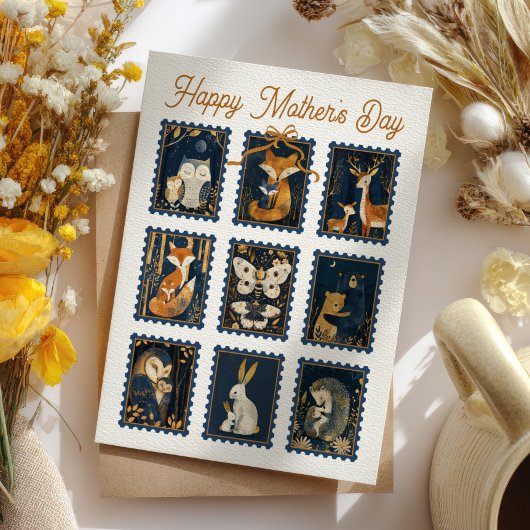 Launische Waldtiere Stempel Muttertag Postkarte