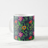 Launische Wasserfarben-Blumen Navy Blau Kaffeetasse (Vorderseite Links)