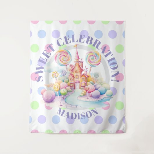 Launische Wasserfarben-Pastell-Candyland-Geburtsta Wandteppich (Vorderseite)
