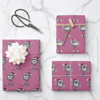 launische Weihnachts-Cartoon-Katzen Geschenkpapier Set