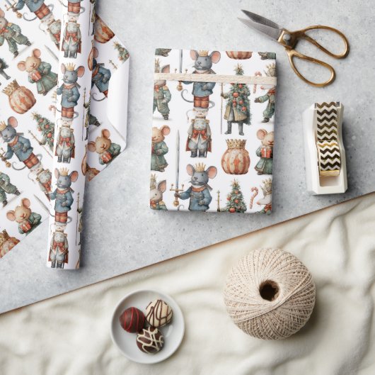 Launische Weihnachts-Nussknacker-Mäuse Geschenkpapier (Kunsthandwerk)